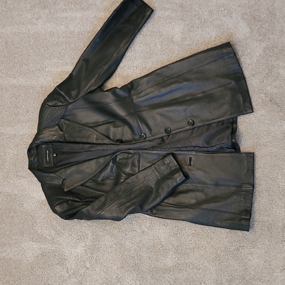 Thin long leather jack